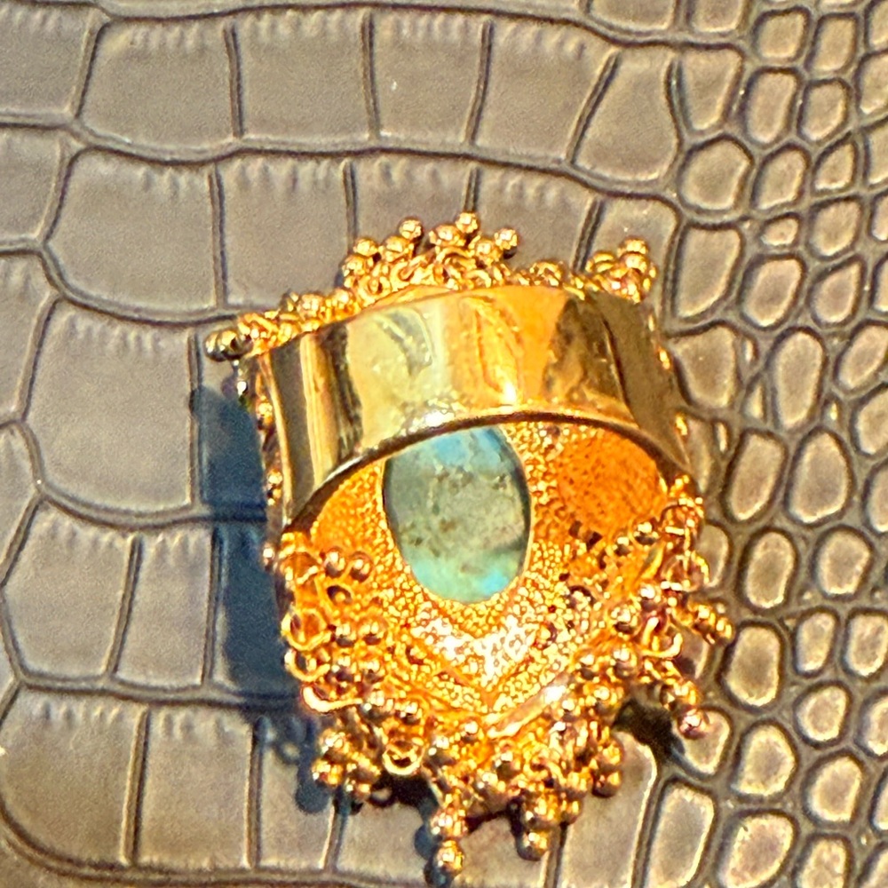 Gold And Turquoise Statement Ring - image 4